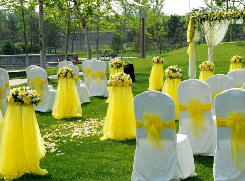 Anteer Crystal Organza Tulle Sheer Fabric Backdrop Curtains for Wedding Baby Shower Birthday Party Event Decor, 19â€ by 30 Yard (Yellow) - Image 4